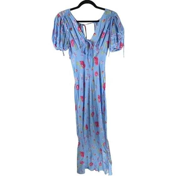 Topshop | Dresses | Topshop Floral Puff Sleeve Midi Dress V Neck Cinch Ties Blue Us 4 | Poshmark Topshop | Dresses | Topshop Floral Puff Sleeve Midi Dress V Neck Cinch Ties Blue Us 4 | Poshmark